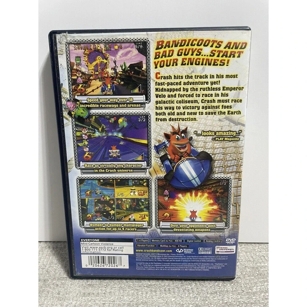 Crash Bandicoot Nitro Kart (Sony PlayStation 2, 2003) No Manual